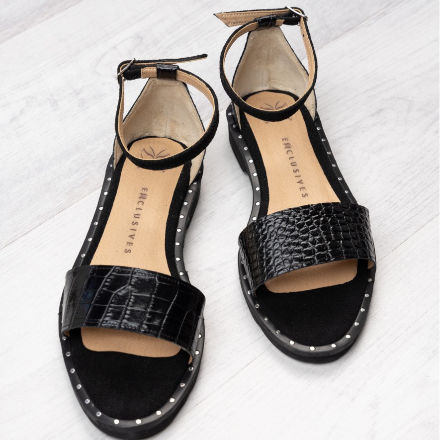 .Sandale - Friday -  Croco Black